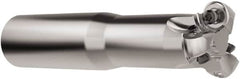 Seco - 1-1/4" Cutting Diam, 1" Shank Diam, 6mm Max Depth of Cut, Weldon Indexable Copy End Mill - 3 Inserts, RNMU12.. Insert, R217.28 Toolholder, Steel, Through Coolant - Benchmark Tooling