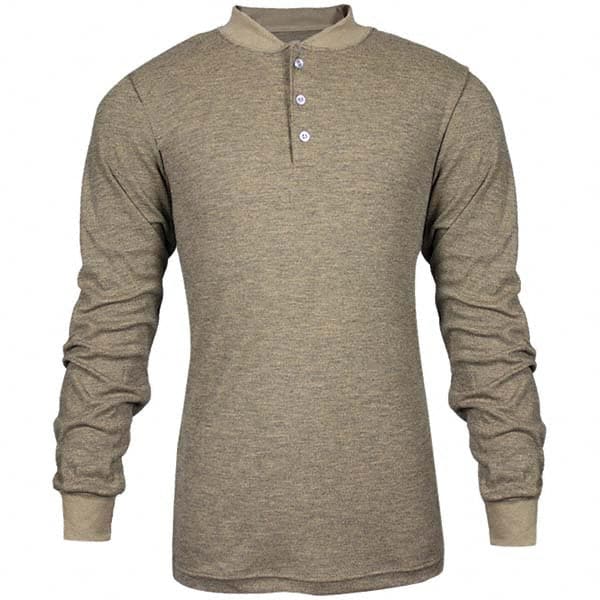 National Safety Apparel - Size S Tan Flame Resistant/Retardant Long Sleeve T-Shirt - Exact Industrial Supply