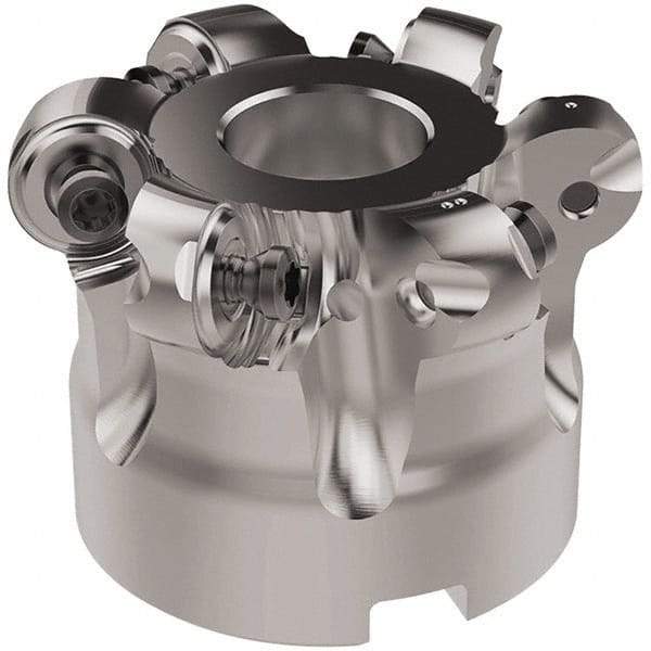 Seco - 2" Cut Diam, 6mm Max Depth, 3/4" Arbor Hole, 6 Inserts, RNMU12.. Insert Style, Indexable Copy Face Mill - R220.28 Cutter Style, 12,500 Max RPM, 1-1/2 High, Through Coolant, Series R220 - Benchmark Tooling