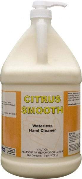 Detco - 1 Gal Pump Bottle Waterless Cream Waterless Hand Cleaner - Yellow, Citrus Scent - Benchmark Tooling