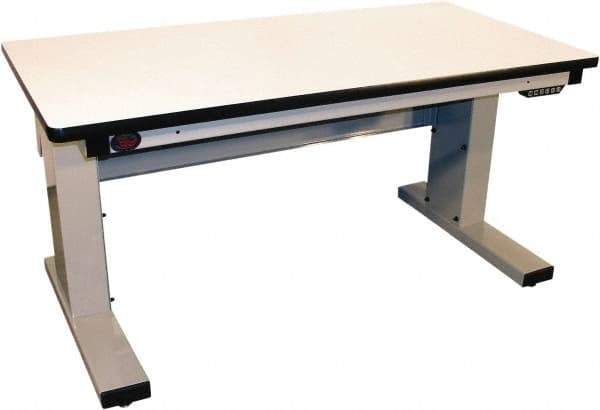 Proline - 60 Wide x 30" Deep x 42-1/2" High, Static Dissipative Workbench - Adjustable Height Legs, Light Gray - Benchmark Tooling