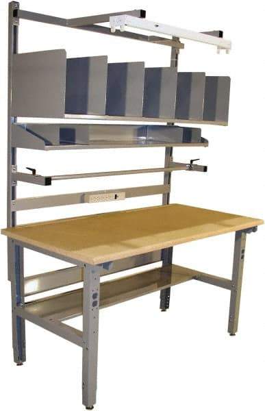 Proline - 72 Wide x 30" Deep x 36" High, Coated MDF Workbench - Adjustable Height Legs, Light Gray - Benchmark Tooling