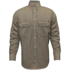 National Safety Apparel - Size L Tan Flame Resistant/Retardant Long Sleeve Button Down Shirt - Exact Industrial Supply