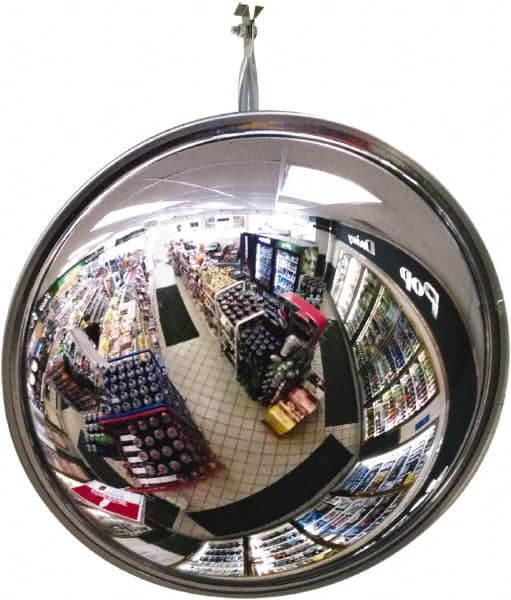 Se-Kure Domes&Mirrors - Indoor Round Convex Safety, Traffic & Inspection Mirrors - Acrylic Lens, Hardboard Backing, 16" Diam, 48' Max Covered Distance - Benchmark Tooling