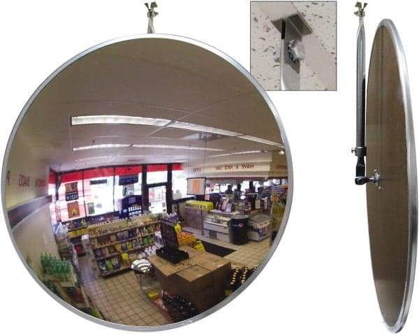 Se-Kure Domes&Mirrors - Indoor Round Convex Safety, Traffic & Inspection Mirrors - Acrylic Lens, Hardboard Backing, 18" Diam, 18' Max Covered Distance - Benchmark Tooling