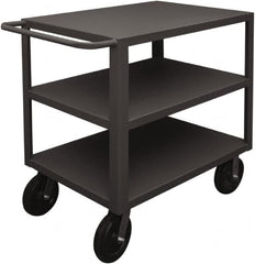 Durham - 5,000 Lb Capacity, 24" Wide x 36" Long x 40-1/4" High Heavy Duty Service Cart - 3 Shelf, Steel, 2 Rigid/2 Swivel Casters - Benchmark Tooling