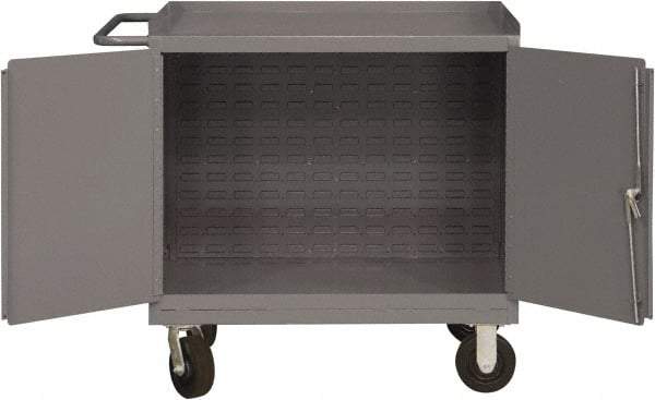 Durham - 2,000 Lb Capacity, 24" Wide x 36" Long x 40-1/2" High Mobile Cart - 2 Door, Steel, 2 Rigid/2 Swivel Casters - Benchmark Tooling