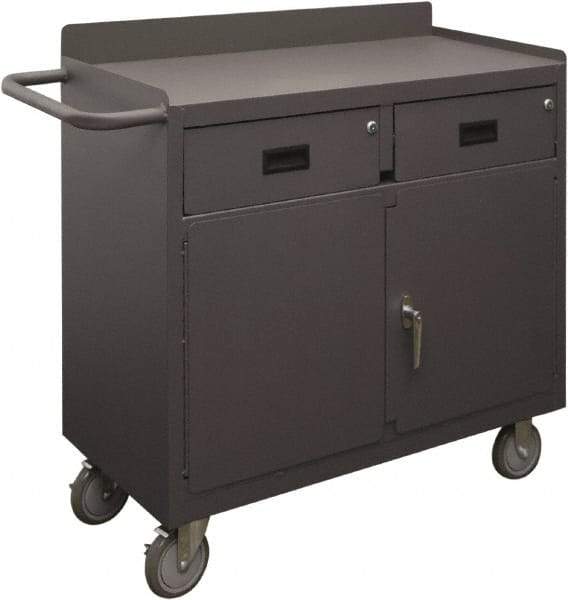 Durham - 1,200 Lb Capacity, 18" Wide x 36" Long x 32-7/32" High Mobile Cart - 2 Door, 2 Drawer, 1 Shelf, Steel, 2 Rigid/2 Swivel Casters - Benchmark Tooling