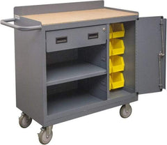 Durham - 1,200 Lb Capacity, 18" Wide x 36" Long x 39-3/4" High Mobile Cart - 1 Door, 1 Drawer, 1 Shelf, Steel, 2 Rigid/2 Swivel Casters - Benchmark Tooling