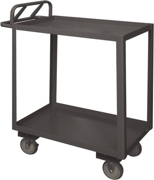 Durham - 1,200 Lb Capacity, 30" Wide x 48" Long x 38" High Service Cart - 2 Shelf, Steel, 2 Rigid/2 Swivel Casters - Benchmark Tooling