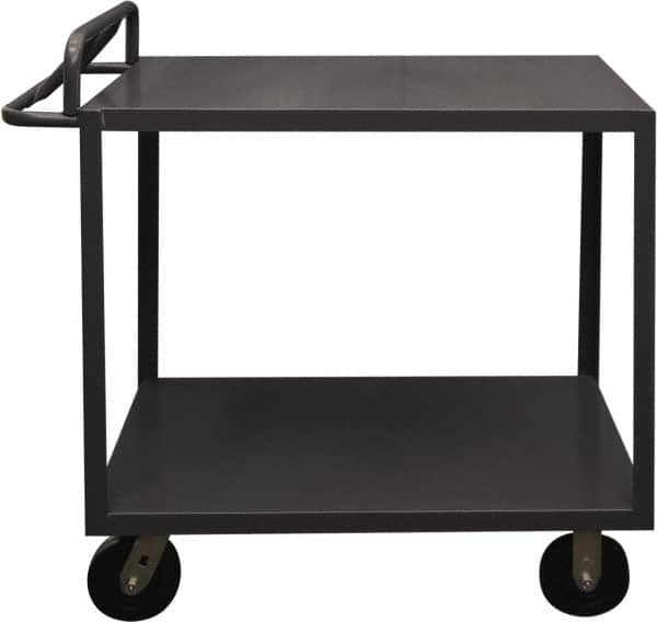 Durham - 3,600 Lb Capacity, 30" Wide x 48" Long x 39" High Service Cart - 2 Shelf, Steel, 2 Rigid/2 Swivel Casters - Benchmark Tooling