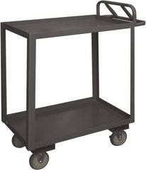 Durham - 1,200 Lb Capacity, 24" Wide x 48" Long x 37-5/8" High Service Cart - 2 Shelf, Steel, 2 Rigid/2 Swivel Casters - Benchmark Tooling