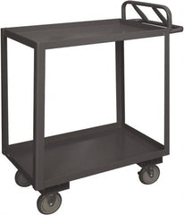 Durham - 1,200 Lb Capacity, 18" Wide x 36" Long x 37-5/8" High Service Cart - 2 Shelf, Steel, 2 Rigid/2 Swivel Casters - Benchmark Tooling