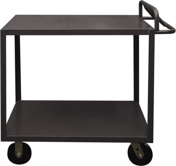 Durham - 3,600 Lb Capacity, 18" Wide x 36" Long x 37-5/8" High Service Cart - 2 Shelf, Steel, 2 Rigid/2 Swivel Casters - Benchmark Tooling