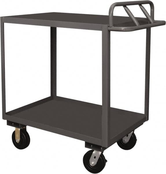 Durham - 3,600 Lb Capacity, 18" Wide x 30" Long x 39" High Service Cart - 2 Shelf, Steel, 2 Rigid/2 Swivel Casters - Benchmark Tooling