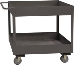 Durham - 3,600 Lb Capacity, 24" Wide x 48" Long x 39-1/16" High Service Cart - 2 Shelf, Steel, 2 Rigid/2 Swivel Casters - Benchmark Tooling