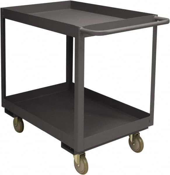 Durham - 3,600 Lb Capacity, 18" Wide x 30" Long x 38-1/2" High Service Cart - 2 Shelf, Steel, 2 Rigid/2 Swivel Casters - Benchmark Tooling