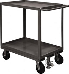Durham - 2,400 Lb Capacity, 30" Wide x 60" Long x 37-5/8" High Service Cart - 2 Shelf, Steel, 2 Rigid/2 Swivel Casters - Benchmark Tooling