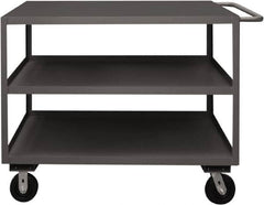 Durham - 3,000 Lb Capacity, 30" Wide x 48" Long x 37-5/8" High Service Cart - 3 Shelf, Steel, 2 Rigid/2 Swivel Casters - Benchmark Tooling