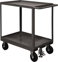 Durham - 2,400 Lb Capacity, 30" Wide x 48" Long x 37-5/8" High Service Cart - 2 Shelf, Steel, 2 Rigid/2 Swivel Casters - Benchmark Tooling