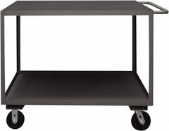 Durham - 3,000 Lb Capacity, 24" Wide x 48" Long x 39-1/16" High Service Cart - 2 Shelf, Steel, 2 Rigid/2 Swivel Casters - Benchmark Tooling