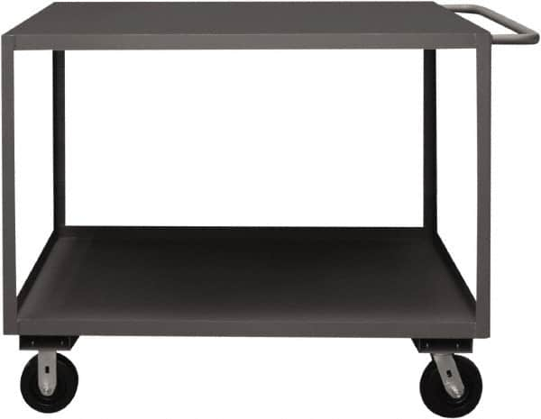 Durham - 3,000 Lb Capacity, 24" Wide x 36" Long x 39-1/16" High Service Cart - 2 Shelf, Steel, 2 Rigid/2 Swivel Casters - Benchmark Tooling