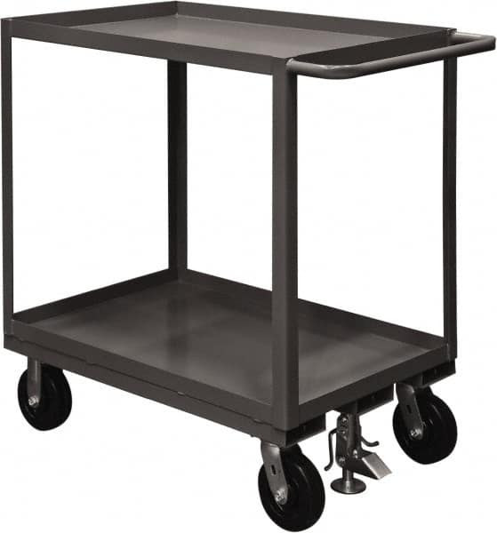 Durham - 2,400 Lb Capacity, 24" Wide x 36" Long x 37-5/8" High Service Cart - 2 Shelf, Steel, 2 Rigid/2 Swivel Casters - Benchmark Tooling