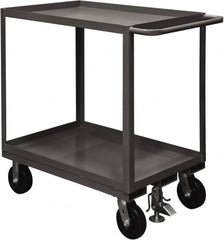 Durham - 2,400 Lb Capacity, 24" Wide x 36" Long x 37-5/8" High Service Cart - 2 Shelf, Steel, 2 Rigid/2 Swivel Casters - Benchmark Tooling