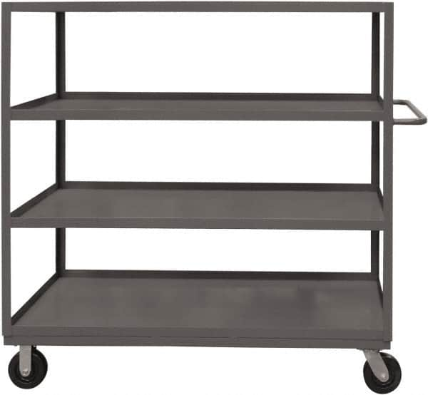 Durham - 1,200 Lb Capacity, 18" Wide x 30" Long x 55-5/8" High Service Cart - 4 Shelf, Steel, 2 Rigid/2 Swivel Casters - Benchmark Tooling