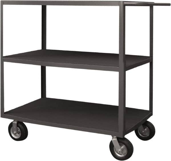 Durham - 1,200 Lb Capacity, 36" Wide x 72" Long x 50" High Instrument Cart - 3 Shelf, Steel, 2 Rigid/2 Swivel Casters - Benchmark Tooling