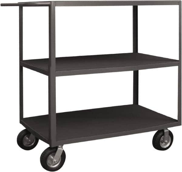 Durham - 1,200 Lb Capacity, 30" Wide x 60" Long x 55-3/8" High Instrument Cart - 3 Shelf, Steel, 2 Rigid/2 Swivel Casters - Benchmark Tooling
