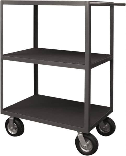 Durham - 1,200 Lb Capacity, 24" Wide x 36" Long x 50" High Instrument Cart - 3 Shelf, Steel, 2 Rigid/2 Swivel Casters - Benchmark Tooling