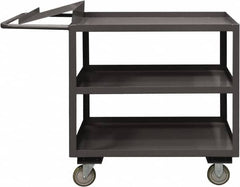 Durham - 1,200 Lb Capacity, 18" Wide x 36" Long x 37-5/8" High Order Picking Cart - 3 Shelf, Steel, 2 Rigid/2 Swivel Casters - Benchmark Tooling