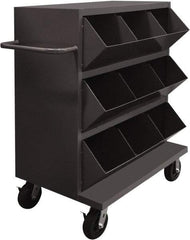 Durham - 2,400 Lb Capacity, 24" Wide x 36" Long x 49-1/4" High Storage Bin Cart - 9 Slot, Steel, 2 Rigid/2 Swivel Casters - Benchmark Tooling