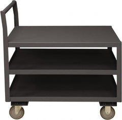 Durham - 1,200 Lb Capacity, 30-1/4" Wide x 51" Long x 37-1/2" High Service Cart - 3 Shelf, Steel, 2 Rigid/2 Swivel Casters - Benchmark Tooling