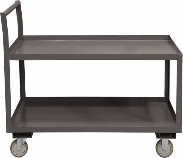 Durham - 1,200 Lb Capacity, 24-1/4" Wide x 51" Long x 37-1/2" High Service Cart - 2 Shelf, Steel, 2 Rigid/2 Swivel Casters - Benchmark Tooling