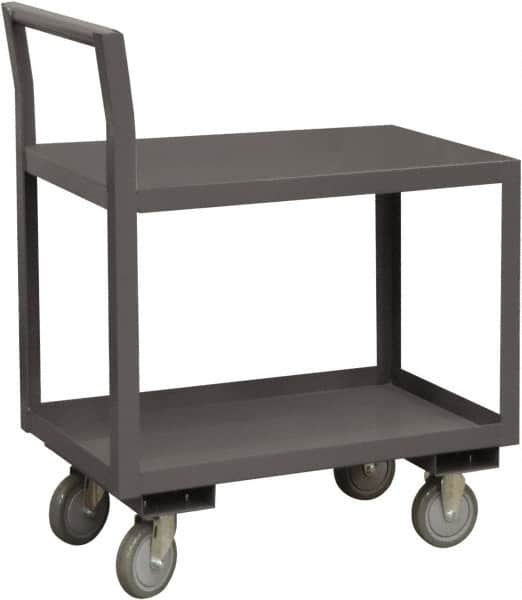 Durham - 1,200 Lb Capacity, 30-1/4" Wide x 51" Long x 37-1/2" High Service Cart - 2 Shelf, Steel, 2 Rigid/2 Swivel Casters - Benchmark Tooling