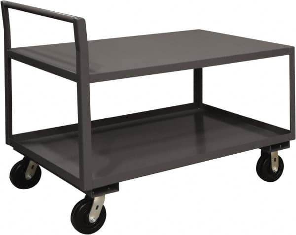 Durham - 2,000 Lb Capacity, 30-1/4" Wide x 51" Long x 38-3/4" High Service Cart - 2 Shelf, Steel, 2 Rigid/2 Swivel Casters - Benchmark Tooling