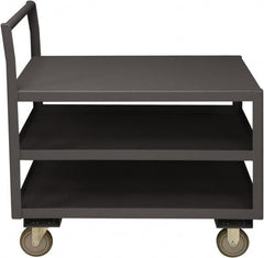 Durham - 1,200 Lb Capacity, 24-1/4" Wide x 39" Long x 37-1/2" High Service Cart - 3 Shelf, Steel, 2 Rigid/2 Swivel Casters - Benchmark Tooling