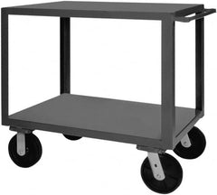 Durham - 5,000 Lb Capacity, 36" Wide x 72" Long x 40-1/4" High Heavy Duty Service Cart - 2 Shelf, Steel, 2 Rigid/2 Swivel Casters - Benchmark Tooling