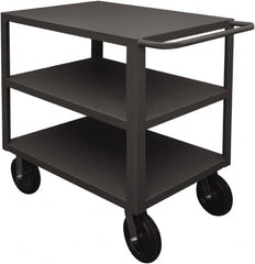 Durham - 5,000 Lb Capacity, 24" Wide x 48" Long x 40-1/4" High Heavy Duty Service Cart - 3 Shelf, Steel, 2 Rigid/2 Swivel Casters - Benchmark Tooling