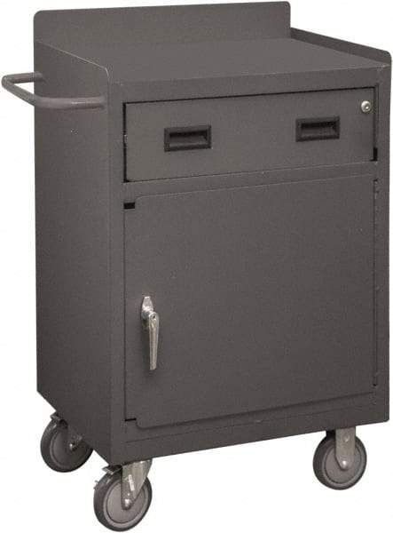 Durham - 1,200 Lb Capacity, 18" Wide x 24" Long x 39-3/4" High Mobile Cart - 1 Door, 1 Drawer, 1 Shelf, Steel, 2 Rigid/2 Swivel Casters - Benchmark Tooling