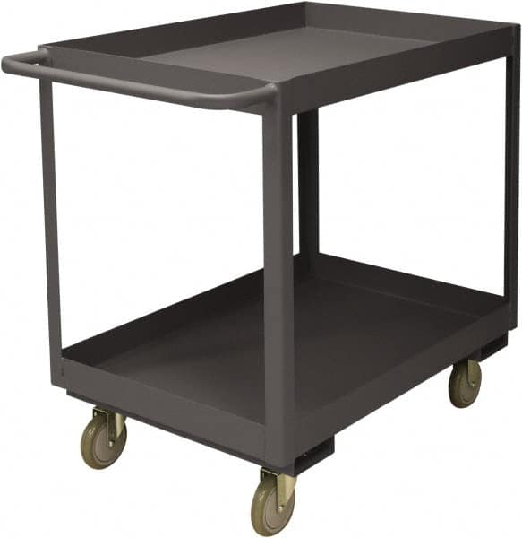 Durham - 3,600 Lb Capacity, 24" Wide x 36" Long x 39-1/16" High Service Cart - 2 Shelf, Steel, 2 Rigid/2 Swivel Casters - Benchmark Tooling