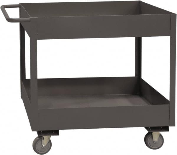 Durham - 3,600 Lb Capacity, 18" Wide x 30" Long x 38-1/2" High Service Cart - 2 Shelf, Steel, 2 Rigid/2 Swivel Casters - Benchmark Tooling