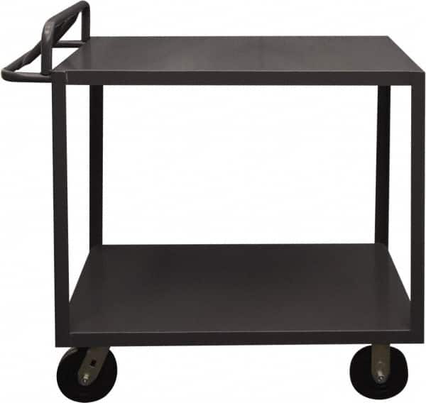 Durham - 3,600 Lb Capacity, 18" Wide x 30" Long x 39" High Service Cart - 2 Shelf, Steel, 2 Rigid/2 Swivel Casters - Benchmark Tooling