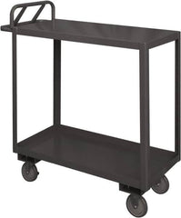 Durham - 1,200 Lb Capacity, 18" Wide x 30" Long x 38" High Service Cart - 2 Shelf, Steel, 2 Rigid/2 Swivel Casters - Benchmark Tooling