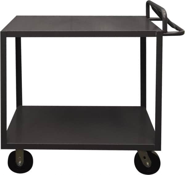 Durham - 3,600 Lb Capacity, 24" Wide x 48" Long x 37-5/8" High Service Cart - 2 Shelf, Steel, 2 Rigid/2 Swivel Casters - Benchmark Tooling