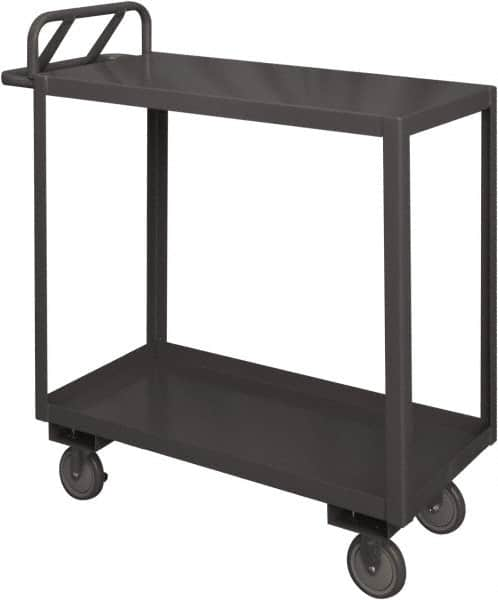 Durham - 1,200 Lb Capacity, 30" Wide x 48" Long x 38" High Service Cart - 2 Shelf, Steel, 2 Rigid/2 Swivel Casters - Benchmark Tooling