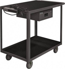 Durham - 1,200 Lb Capacity, 24" Wide x 36" Long x 39-1/2" High Instrument Cart - 1 Drawer, 2 Shelf, Steel, 2 Rigid/2 Swivel Casters - Benchmark Tooling