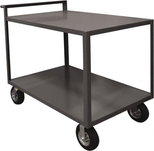 Durham - 1,500 Lb Capacity, 30" Wide x 60" Long x 39-1/2" High Service Cart - 2 Shelf, Steel, 2 Rigid/2 Swivel Casters - Benchmark Tooling